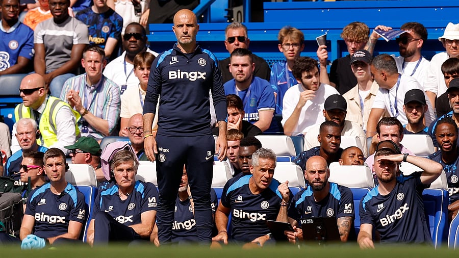 <div class="paragraphs"><p>Chelsea manager Enzo Maresca reacts during the match.</p></div>